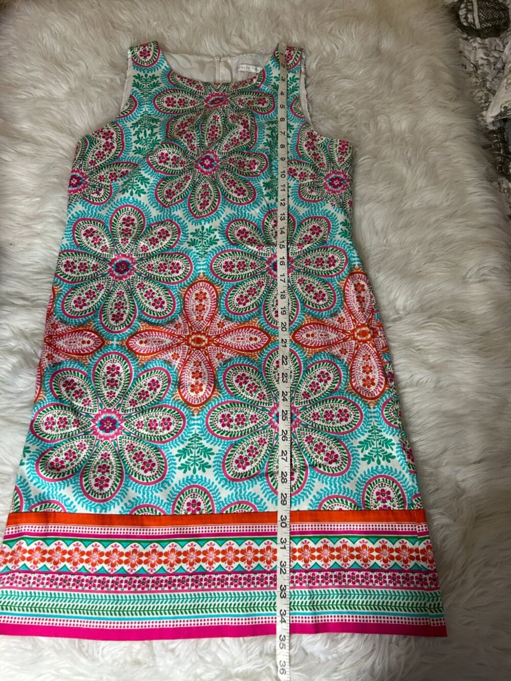 Share London Times Dress Womens Size 8 Blue Pink Paisley Floral Shift Work Party - Picture 9 of 10